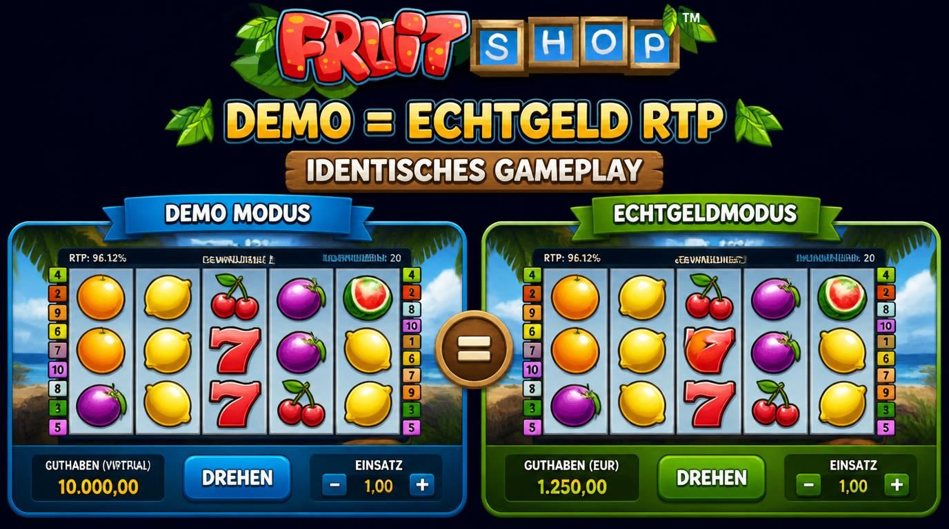 Vergleich von Demo- und Echtgeldmodus mit gleicher RTP und Layout